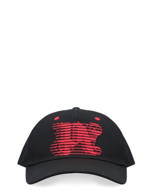 Palm Angels Red Baseball Cap Racing Monogram for men