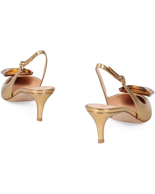 Gianvito Rossi Metallic Jaipur Leather Pointy-Toe Slingback
