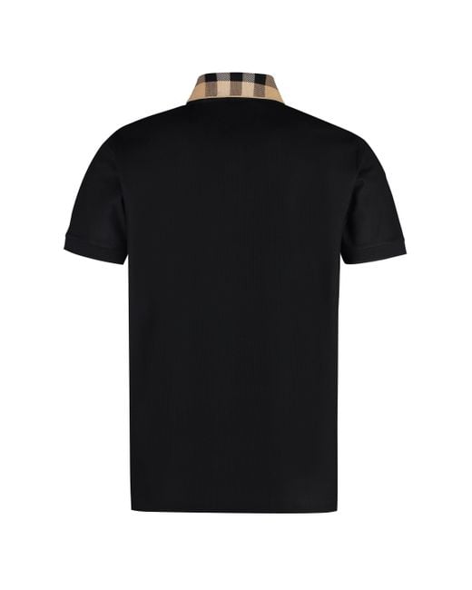 Burberry Black Cotton Piqué Polo Shirt for men
