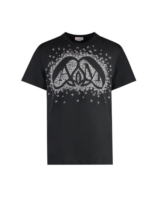 Alexander McQueen Black Cotton Crew-neck T-shirt for men