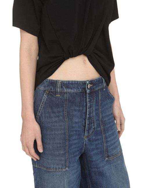 T-shirt girocollo in cotone di Victoria Beckham in Black