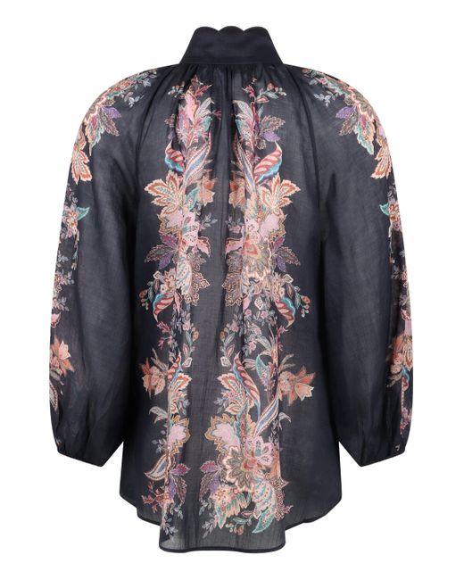 Blusa Rhiannon Billow in ramié di Zimmermann in Black
