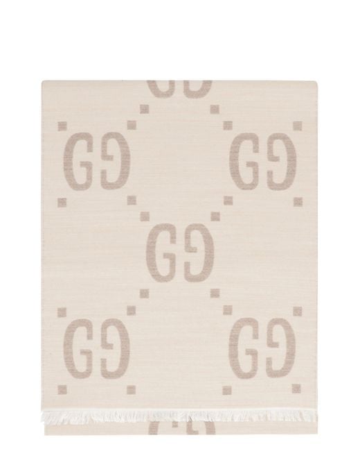 Gucci Natural Wool And Silk Fringed Scarf for men