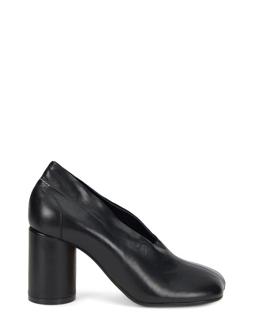 MM6 by Maison Margiela Black Anatomic Court Nappa Leather High-Heel Shoes
