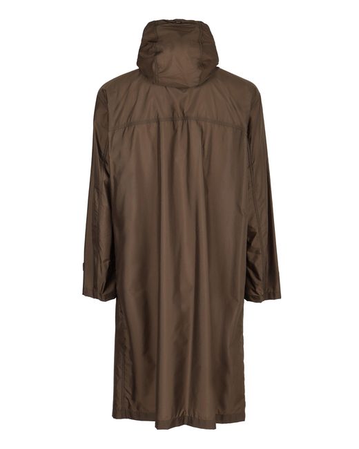Herno Brown Hooded Techno Fabric Raincoat for men
