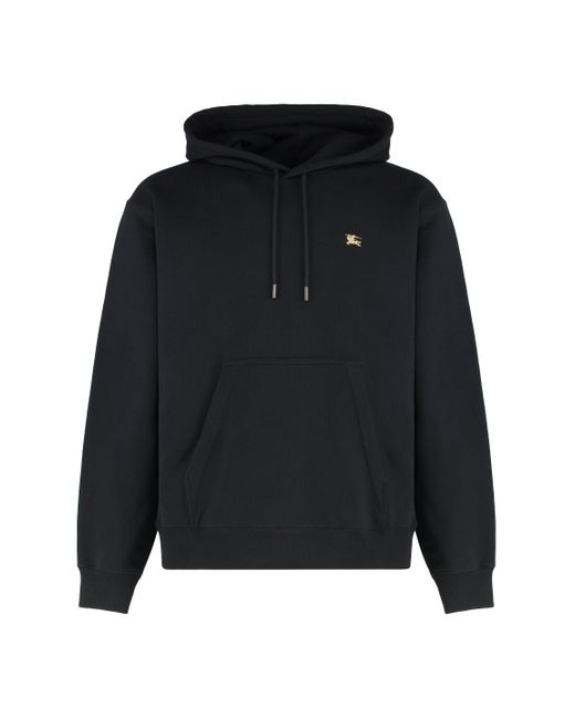 Felpa in cotone con cappuccio e logo di Burberry in Black da Uomo