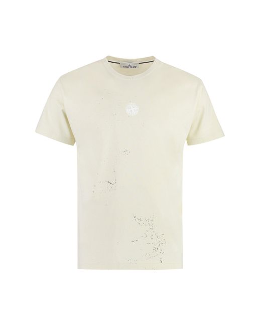 Stone Island White Cotton Crew-neck T-shirt for men