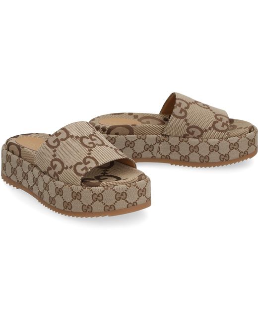 Gucci Brown Woman Slider Sandal With Platform