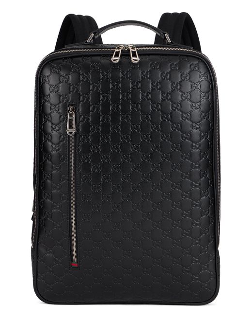 Gucci Black Medium Monogram Leather Backpack for men