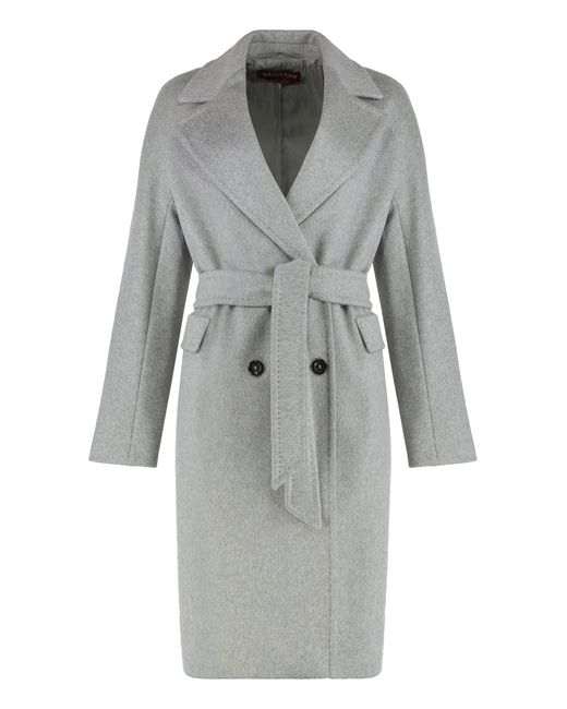 Max Mara Gray Double-Breasted Coat