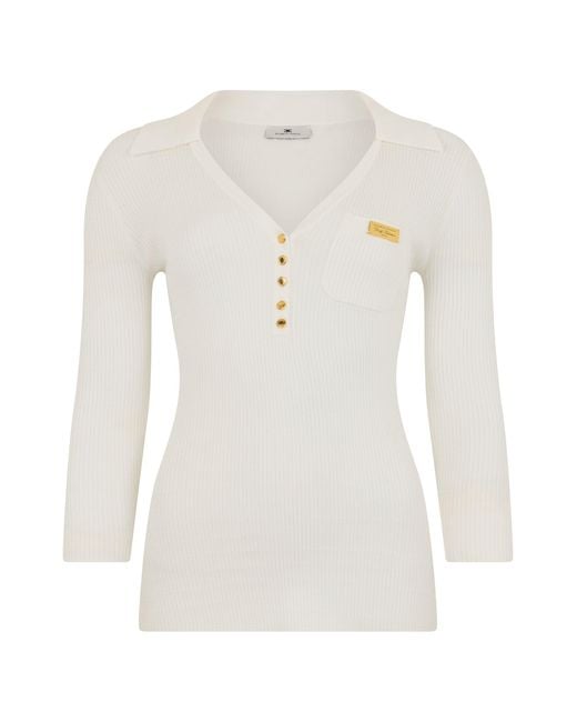 Elisabetta Franchi White Slim Fit Polo Shirt
