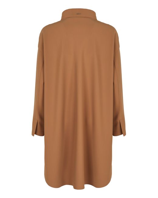 Herno Brown Tech Fabric Jacket With Rounded Hem