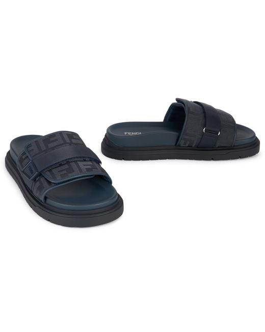 Fendi Blue Sliders Chunky Monogram for men
