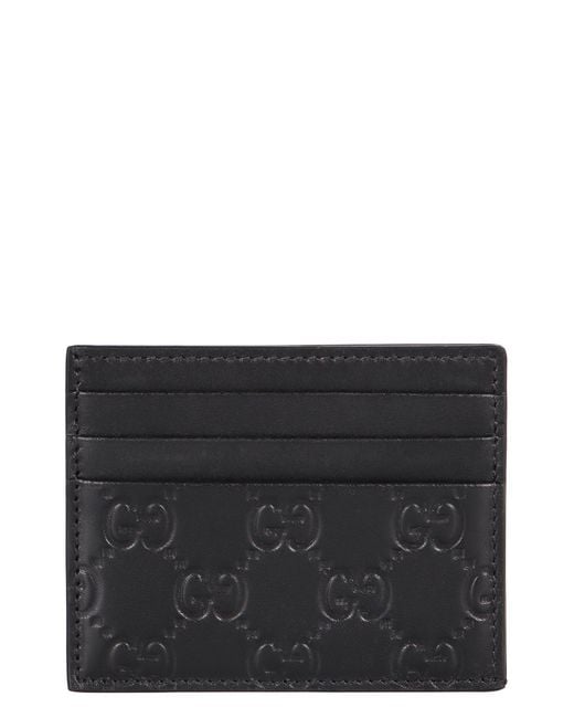 Gucci Black Card Holder Gg Emblem for men