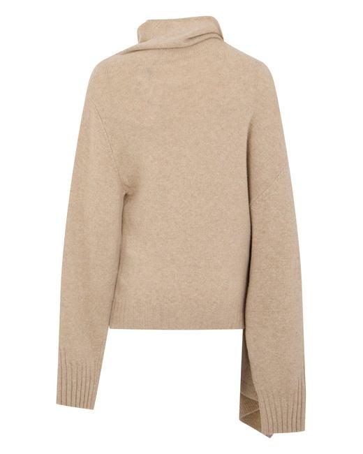 The Attico Natural Asymmetrical Cardigan