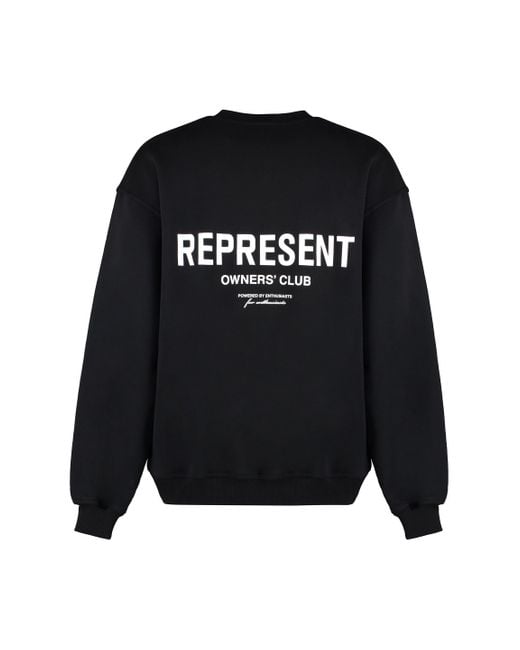 Represent Black Cotton Crew-Neck Sweatshirt for men