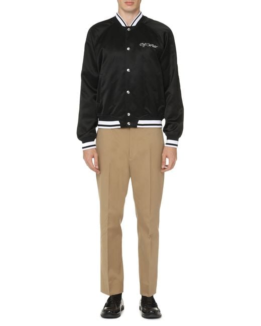 Off-White c/o Virgil Abloh Black Satin Bomber Jacket for men