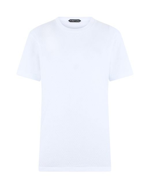 Tom Ford White Cotton Mesh T-Shirt for men