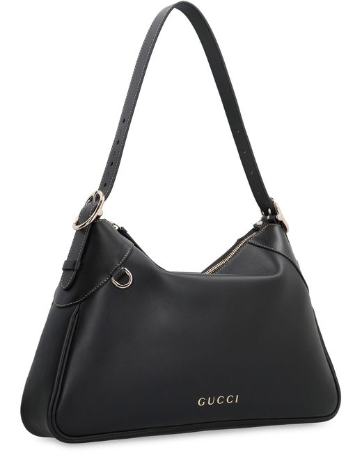 Borsa a spalla GG Emblem in pelle di Gucci in Black