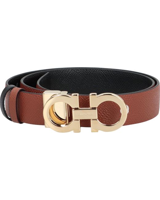 Ferragamo White Gancini Reversible Leather Belt