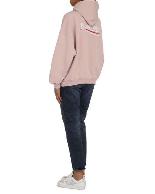 Balenciaga Pink Oversize Logo Print Sweatshirt