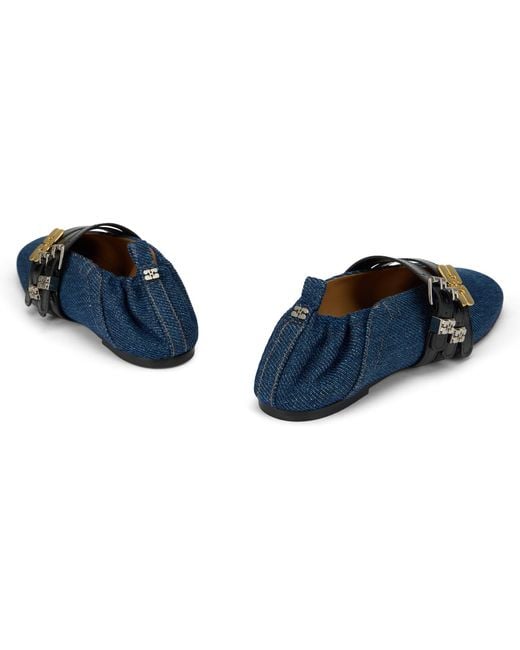Ganni Blue Sue Triple Ballerina