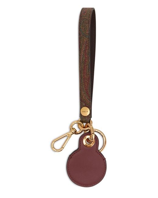 Etro Multicolor Paisley Mini Keychain With Golden Ring