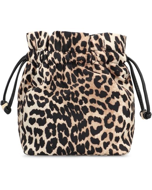 Ganni Black Bucket Bag Bou Printed