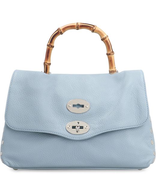 Zanellato Blue Postina S Pebbled Leather Handbag