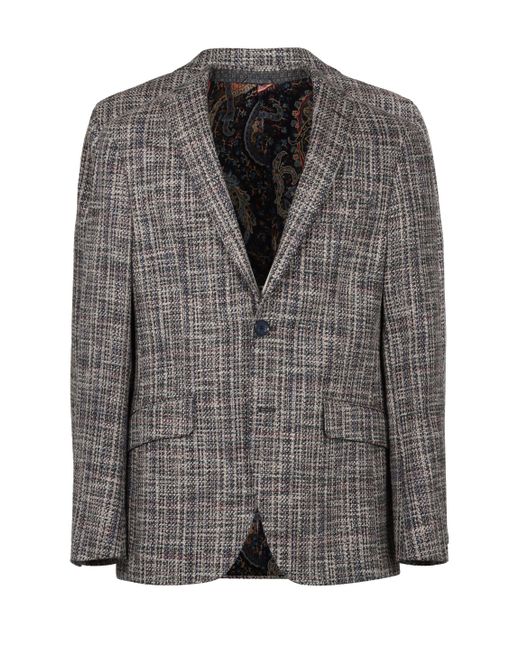 Etro Black Boucle Jersey Single-breasted Jacket for men