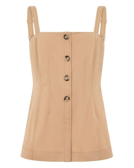Veronica Beard Natural Top Slim Fit With Buttons