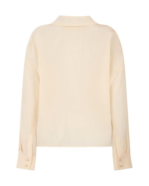Max Mara Natural Blouse With Collar And Ribbon