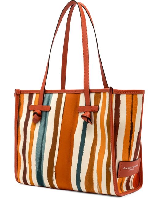 Shopping bag Marcella in canvas e pelle di Gianni Chiarini in Orange