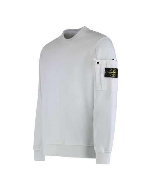 Stone Island White Crewneck Sweatshirt for men