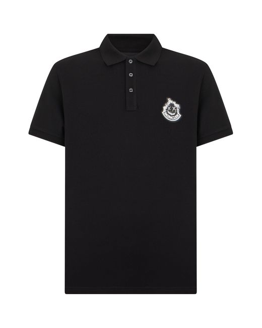 Moncler Black Polo With Logo for men