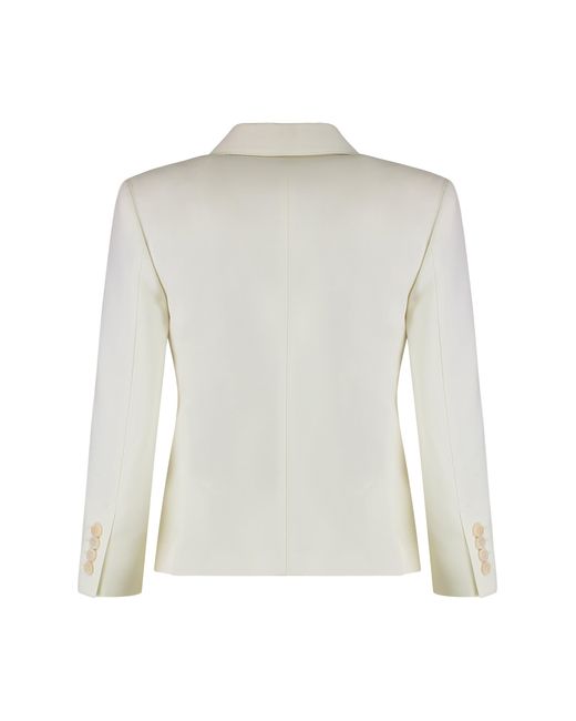 Max Mara White Crop Blazer In Wool Fabric