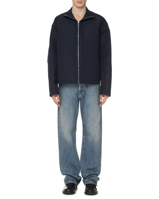 Gucci Blue Wool Blend Jacket With Adjustable Hem For for men