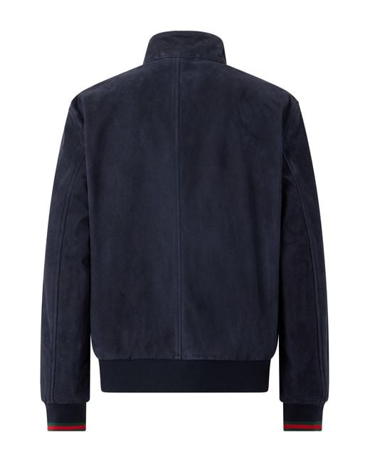 Gucci Blue Leather Jacket With Buttons for men