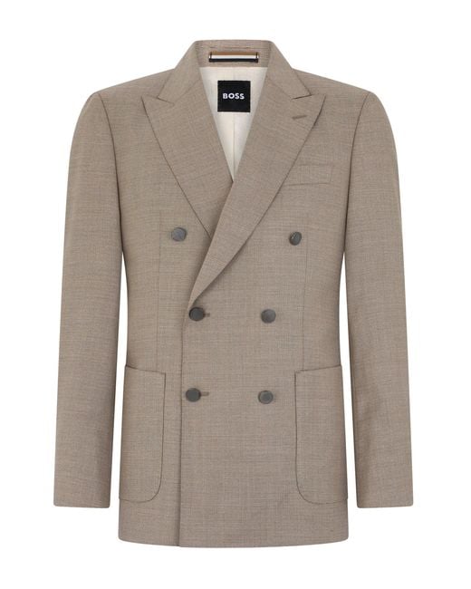 Boss Brown Double-Breasted Blazer for men