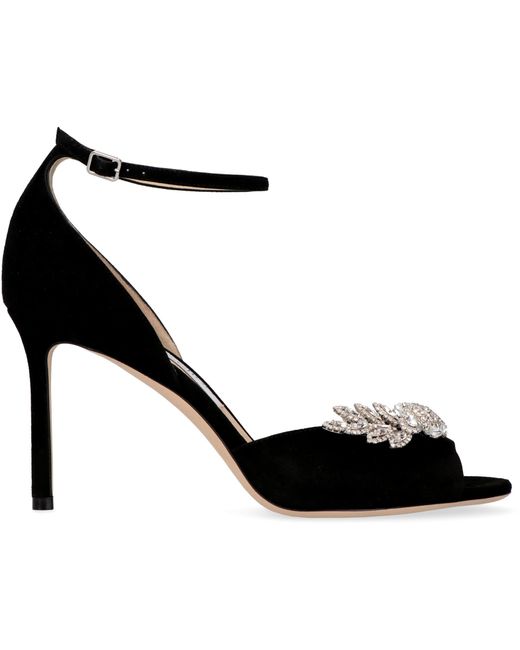 Jimmy Choo Black Tris 85mm Crystal-embellished Sandals