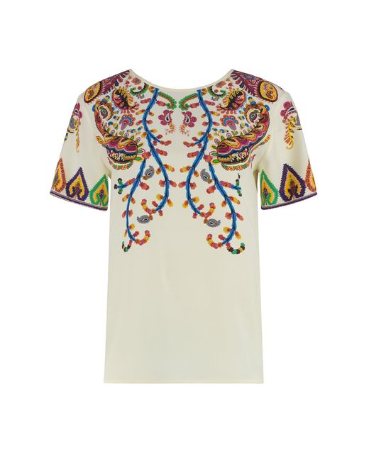 Etro White Printed Silk Blouse