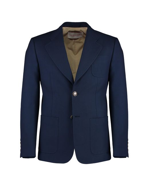 Valentino Garavani Blue Single-Breasted Two-Button Jacket for men