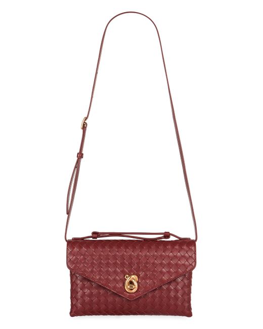 Borsa a tracolla Knot Lock in pelle di Bottega Veneta in Red