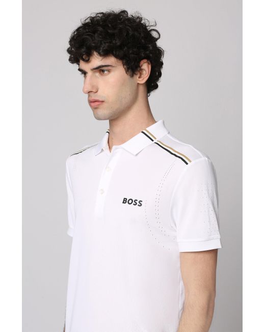 Boss White X Matteo Berrettini - Techno Jersey Polo Shirt for men
