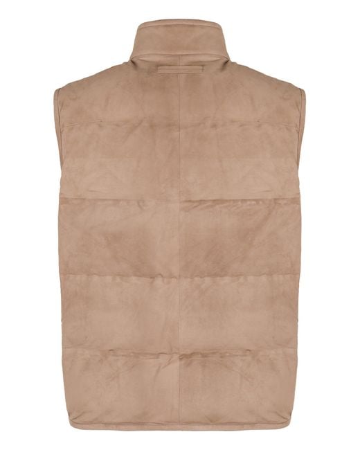 Zegna Brown Full Zip Down Vest for men