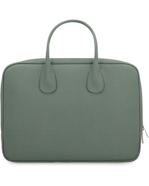 Valextra Green My Logo Leather Briefcase for men