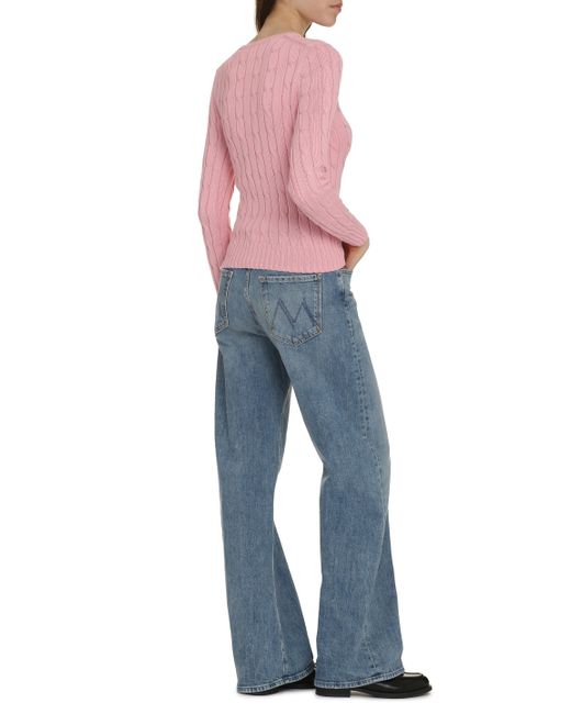 Pullover in maglia a trecce di Polo Ralph Lauren in Pink