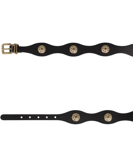 Etro Black Leather Belt With Studs