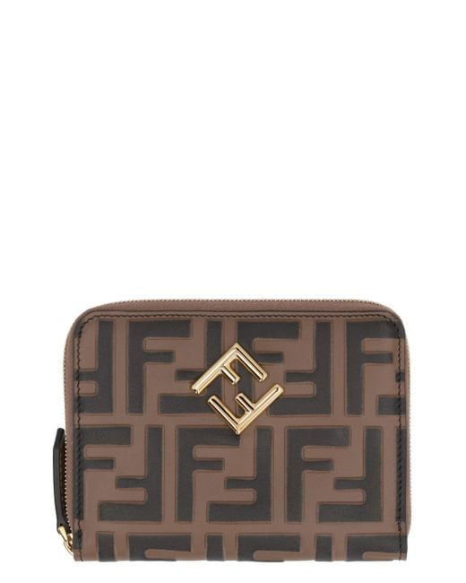 Fendi Brown Medium Ff Diamonds Zip-Around Wallet