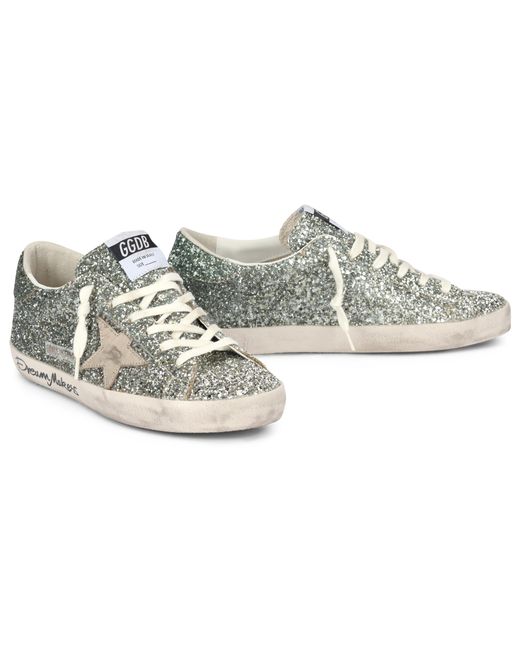 Golden Goose Deluxe Brand White Sneakers Super Star With Glitter